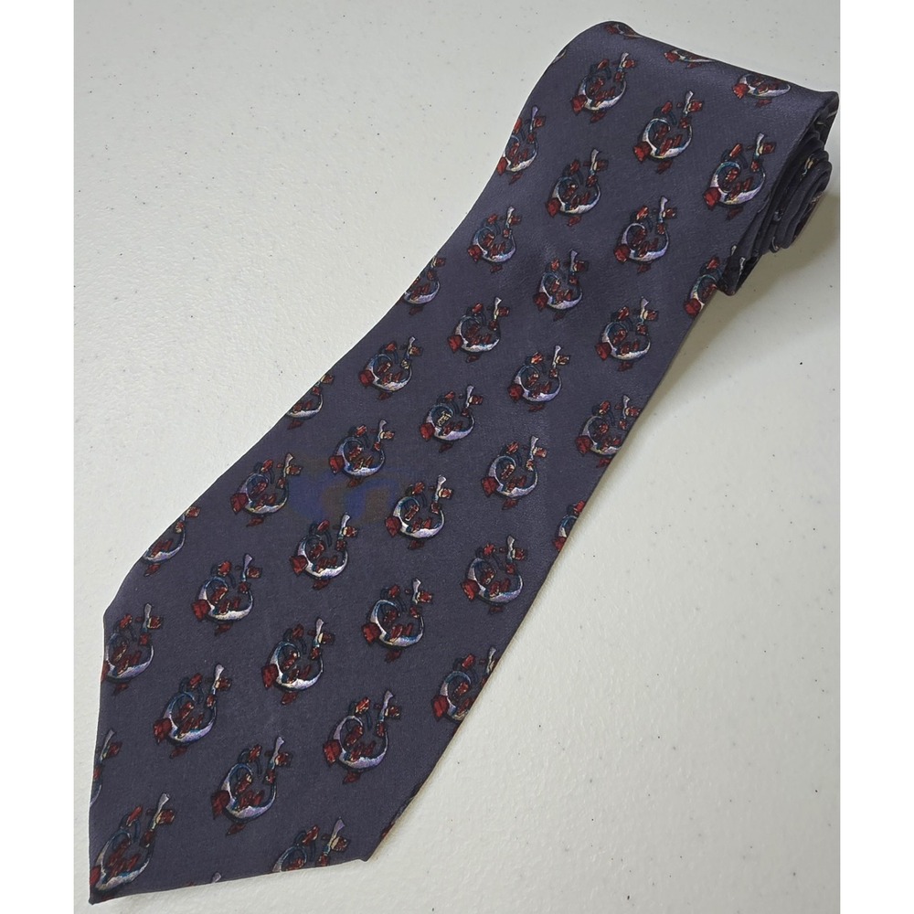 J GARCIA Men's Tie 3.5"W X 53"L Blue Hooks And Roses Hippie Flower -232